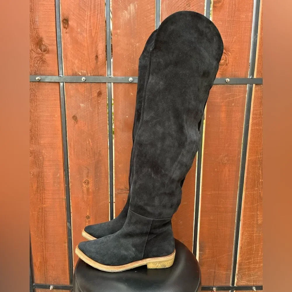 Free People Banks Over-The-Knee Boots Black Suede